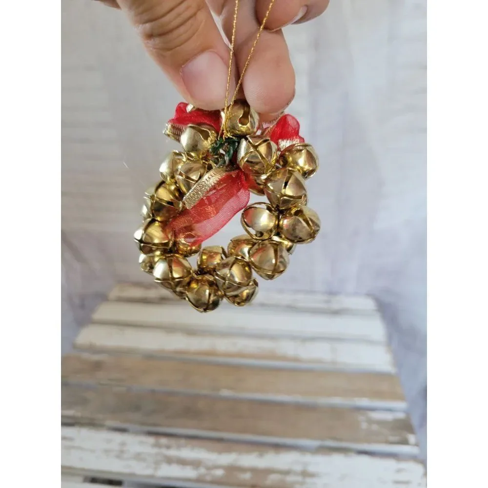 Gold Bell wreath ornament Xmas tree holiday home decor‎